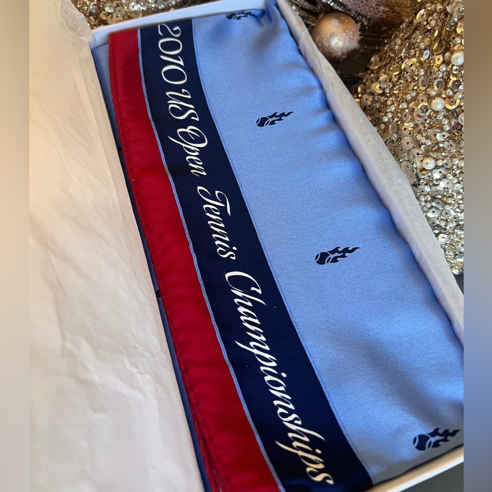 RARE US Open Tennis Championships Scarf. 100% Silk Limited Edition. NIB